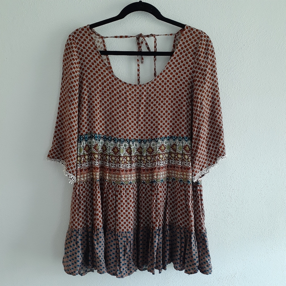 UMGEE BOHO Peasant Swing Minidress